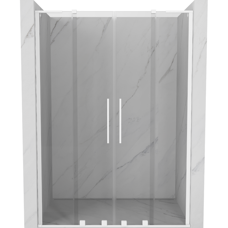 Mexen Velar L Duo sliding shower door 140 cm, transparent, white - 871-140-003-02-20