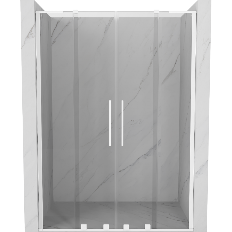 Mexen Velar L Duo 150 cm Sliding Shower Door, Transparent, White - 871-150-003-02-20