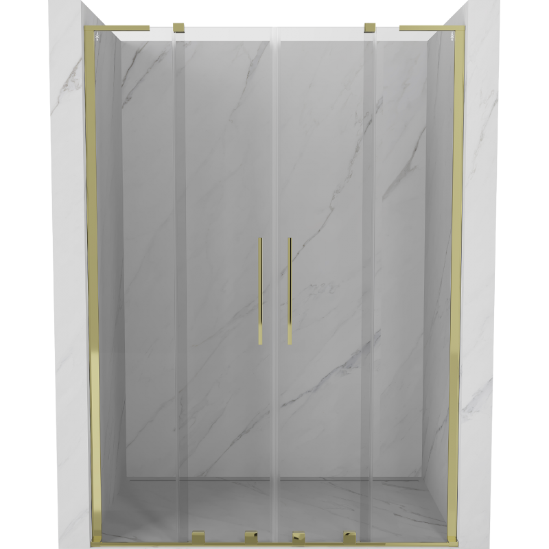 Mexen Velar L Duo sliding shower door 140 cm, transparent, gold - 871-140-003-02-50