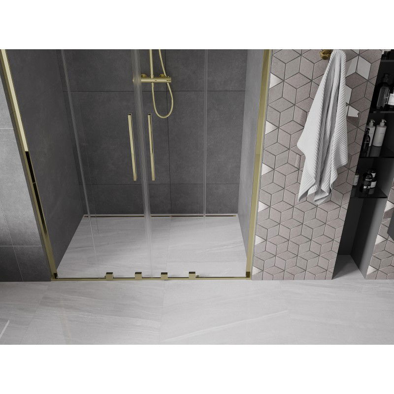 Mexen Velar L Duo sliding shower door 160 cm, transparent, gold - 871-160-003-02-50
