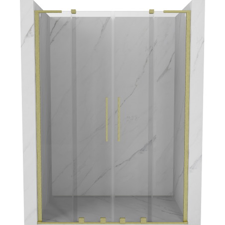 Mexen Velar L Duo 150 cm Sliding Shower Door, Transparent, Brushed Gold - 871-150-003-02-55