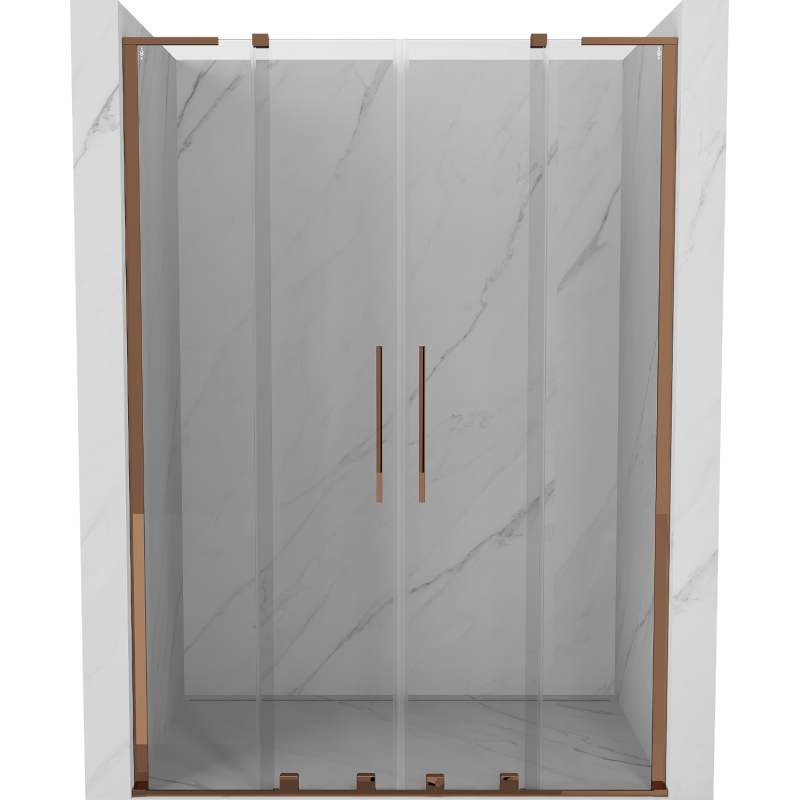 Mexen Velar L Duo sliding shower doors 140 cm, transparent, pink gold - 871-140-003-02-60