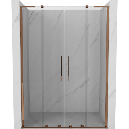 Mexen Velar L Duo sliding shower doors 140 cm, transparent, pink gold - 871-140-003-02-60