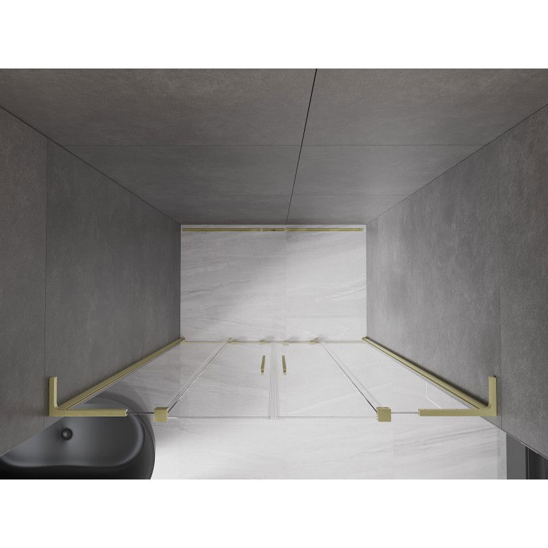 Mexen Velar L Duo sliding shower doors 160 cm, transparent, brushed gold - 871-160-003-02-55