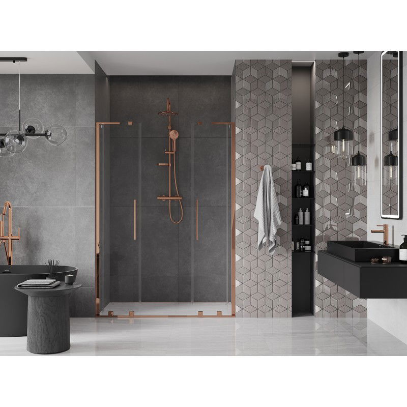 Mexen Velar L Duo sliding shower doors 150 cm, transparent, rose gold - 871-150-003-02-60