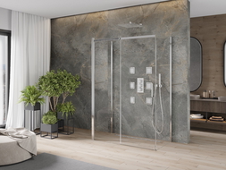 Mexen Omega-3S 3-sided shower enclosure, sliding 140 x 80 cm, transparent, chrome - 825-140-080-01-00-3S