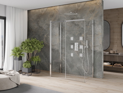 Mexen Omega three-wall shower enclosure, sliding 140 x 80 cm, transparent, chrome - 825-140-080-01-00-3S