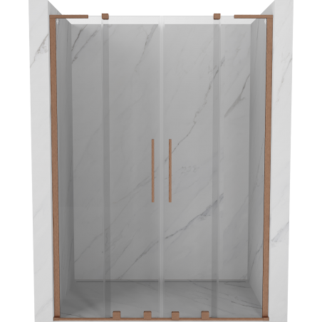 Mexen Velar L Duo 160 cm Sliding Shower Door, Transparent, Brushed Copper - 871-160-003-02-65