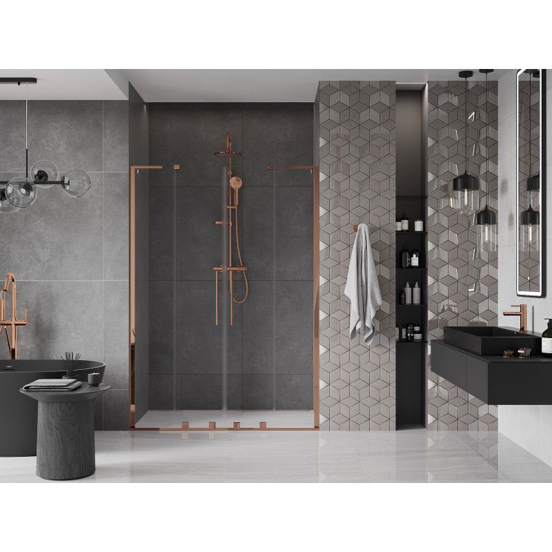 Mexen Velar L Duo 160 cm Sliding Shower Door, Transparent, Rose Gold - 871-160-003-02-60