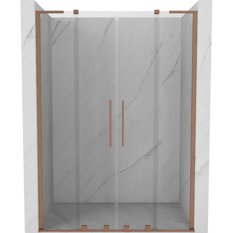 Mexen Velar L Duo 150 cm sliding shower door, transparent, brushed copper - 871-150-003-02-65