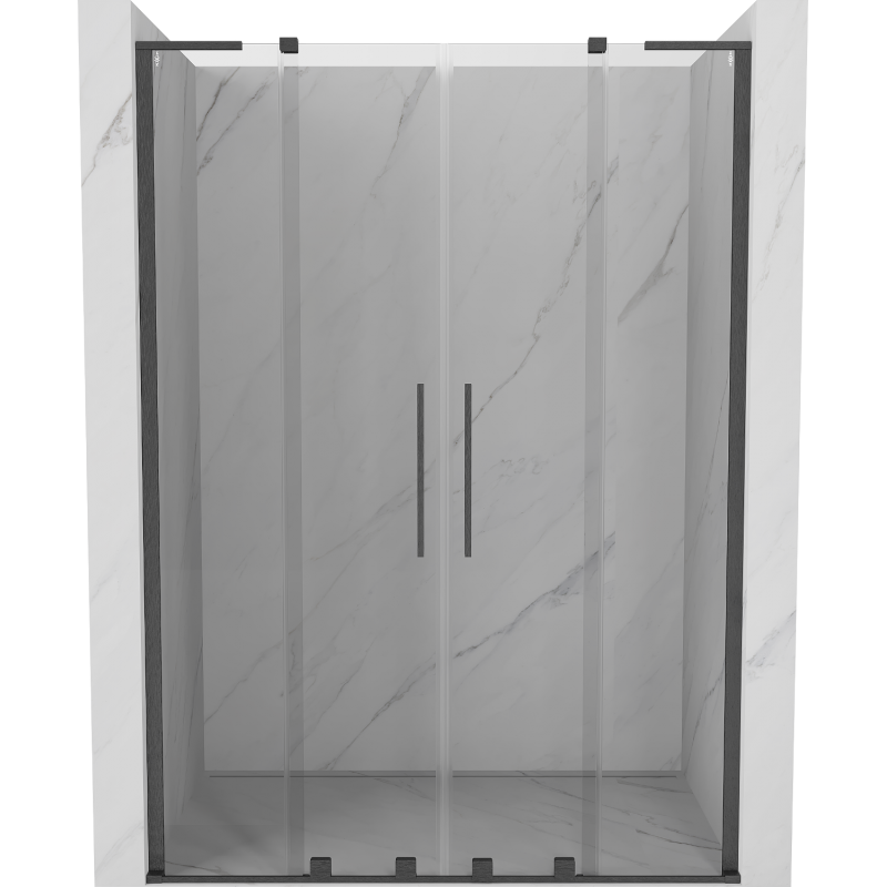 Mexen Velar L Duo 140 cm Sliding Shower Door, Transparent, Brushed Gun Gray - 871-140-003-02-66