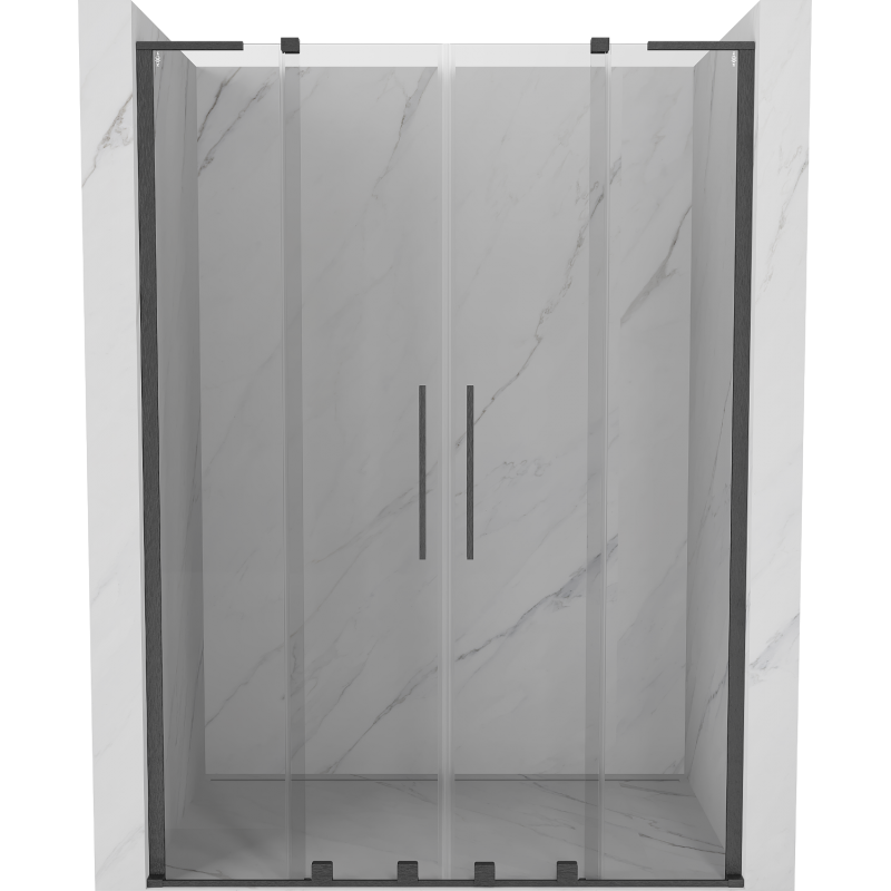 Mexen Velar L Duo Sliding Shower Door 150 cm, Transparent, Brushed Gun Gray - 871-150-003-02-66