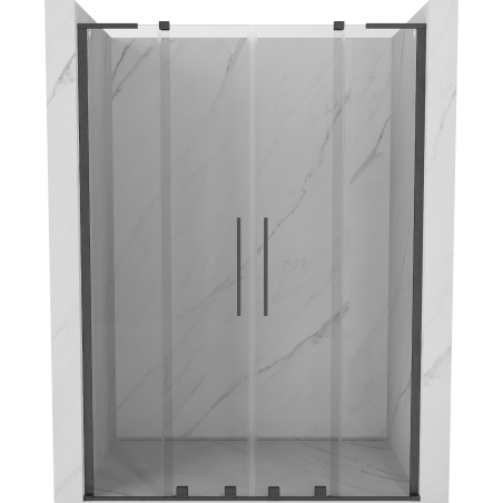 Mexen Velar L Duo Sliding Shower Door 150 cm, Transparent, Brushed Gun Gray - 871-150-003-02-66