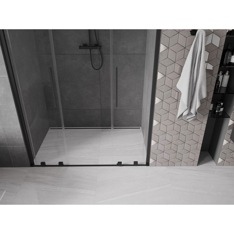 Mexen Velar L Duo Sliding Shower Door 150 cm, Transparent, Black - 871-150-003-02-70