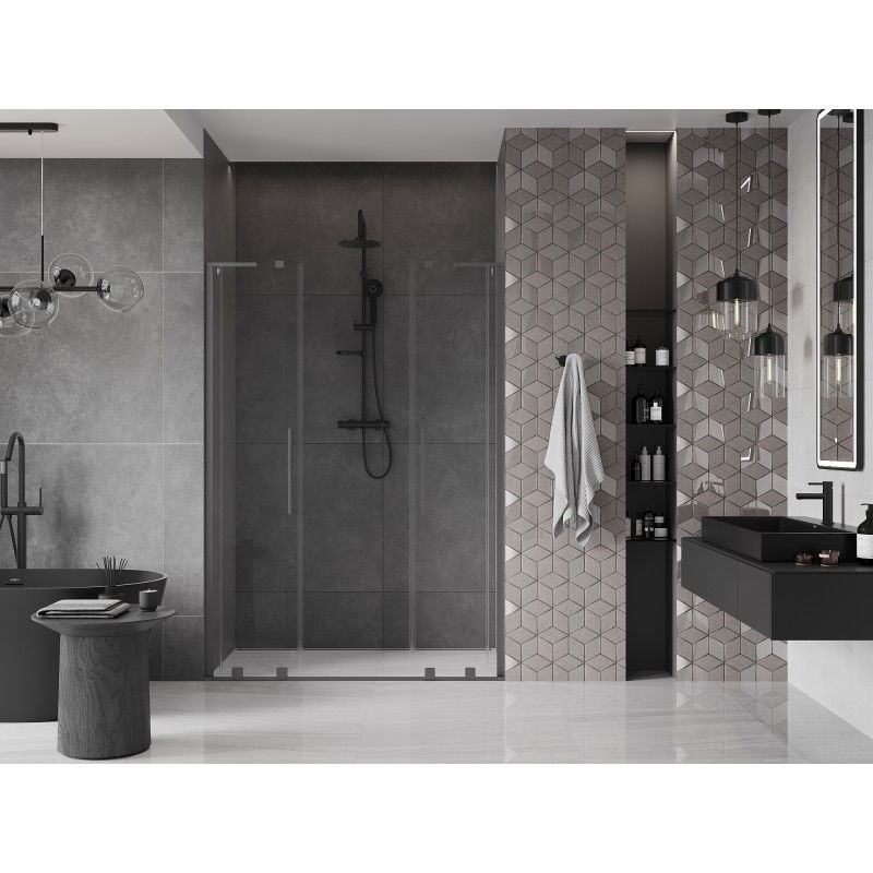 Mexen Velar L Duo sliding shower doors 140 cm, transparent, gun metal - 871-140-003-02-95