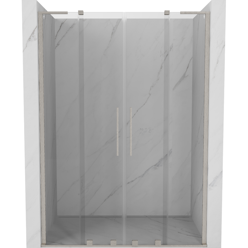 Mexen Velar L Duo sliding shower door 140 cm, transparent, brushed nickel - 871-140-003-02-97