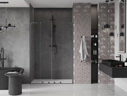 Mexen Velar L Duo Sliding Shower Door 140 cm, Transparent, Gun Metal - 871-140-003-02-95