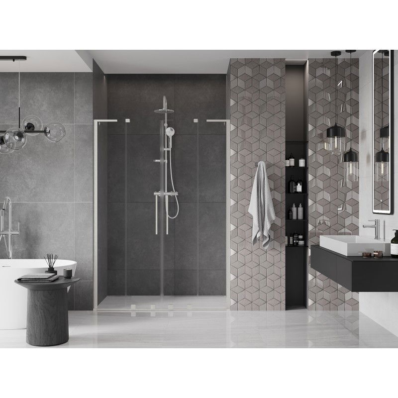 Mexen Velar L Duo sliding shower doors 160 cm, transparent, brushed nickel - 871-160-003-02-97