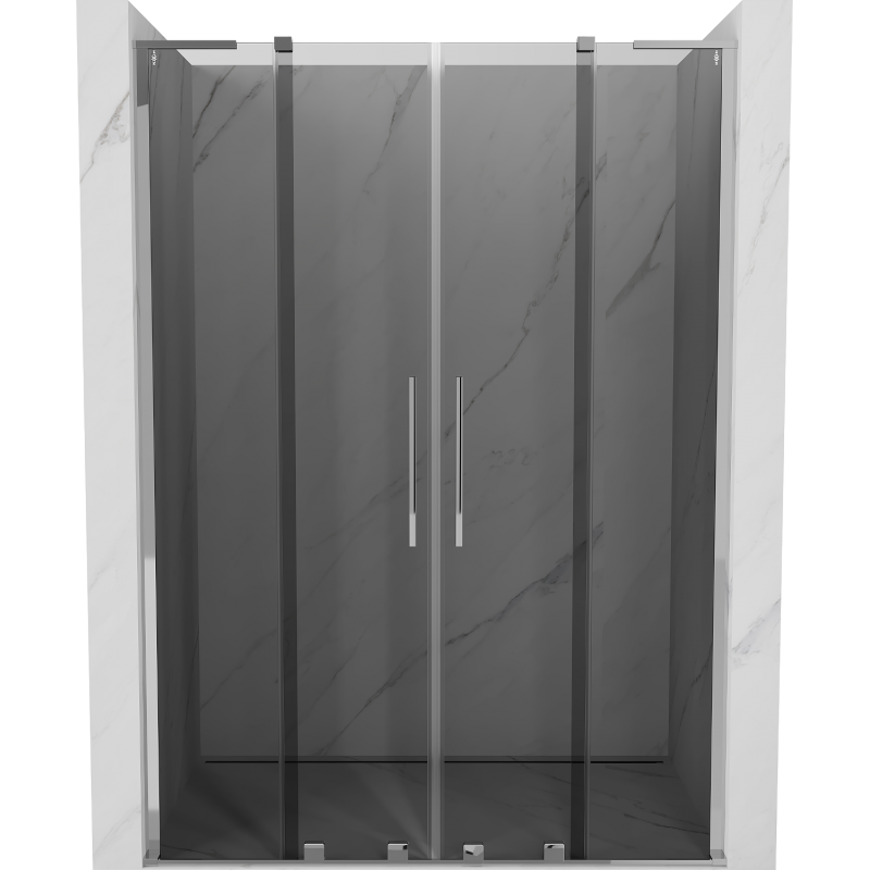 Mexen Velar L Duo 140 cm sliding shower door, graphite, chrome - 871-140-003-42-01