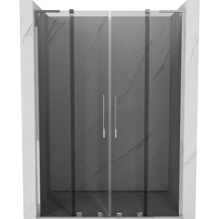Mexen Velar L Duo Sliding Shower Door 140 cm, Graphite, Chrome - 871-140-003-42-01