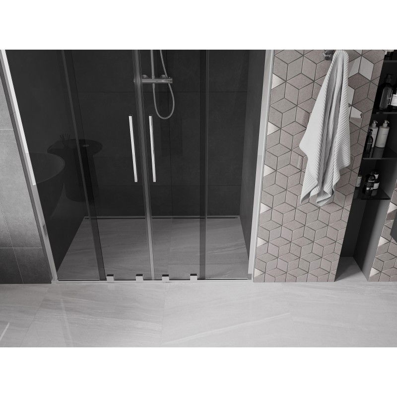 Mexen Velar L Duo 140 cm sliding shower door, graphite, chrome - 871-140-003-42-01