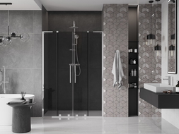 Mexen Velar L Duo 140 cm sliding shower door, graphite, chrome - 871-140-003-42-01