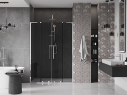 Mexen Velar L Duo Sliding Shower Door 140 cm, Graphite, Chrome - 871-140-003-42-01