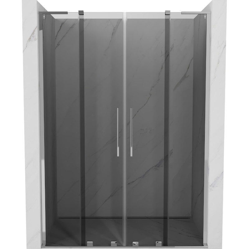 Mexen Velar L Duo Sliding Shower Door 150 cm, Graphite, Chrome - 871-150-003-42-01