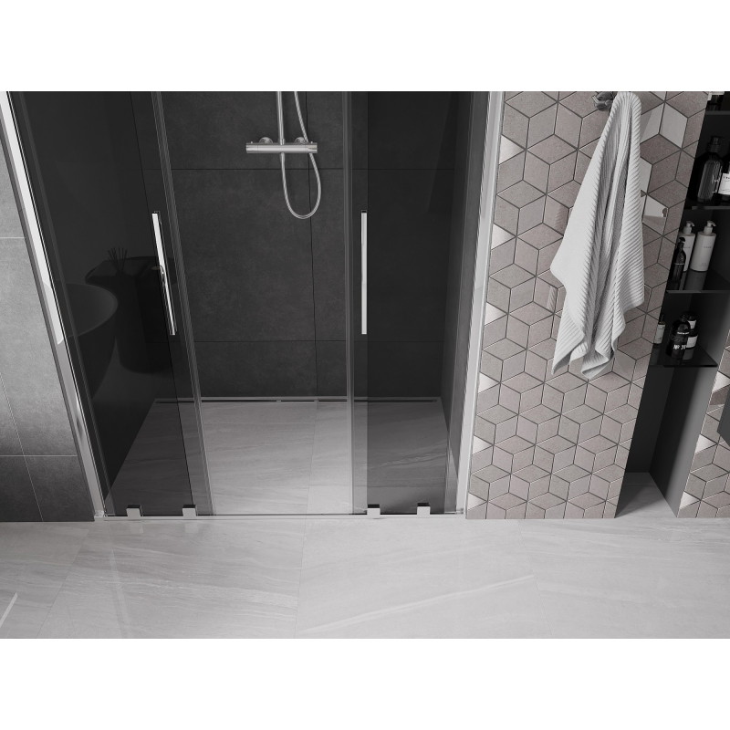 Mexen Velar L Duo Sliding Shower Door 150 cm, Graphite, Chrome - 871-150-003-42-01