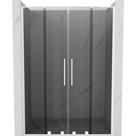 Mexen Velar L Duo sliding shower door 140 cm, graphite, white - 871-140-003-42-20