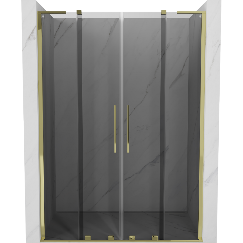 Mexen Velar L Duo Sliding Shower Doors 140 cm, Graphite, Gold - 871-140-003-42-50