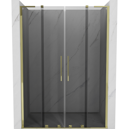 Mexen Velar L Duo Sliding Shower Doors 140 cm, Graphite, Gold - 871-140-003-42-50