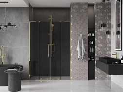 Mexen Velar L Duo sliding shower door 140 cm, graphite, gold - 871-140-003-42-50