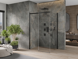 Mexen Omega extendable shower cubicle 100 x 80 cm, Transparent, Black - 825-100-080-70-00