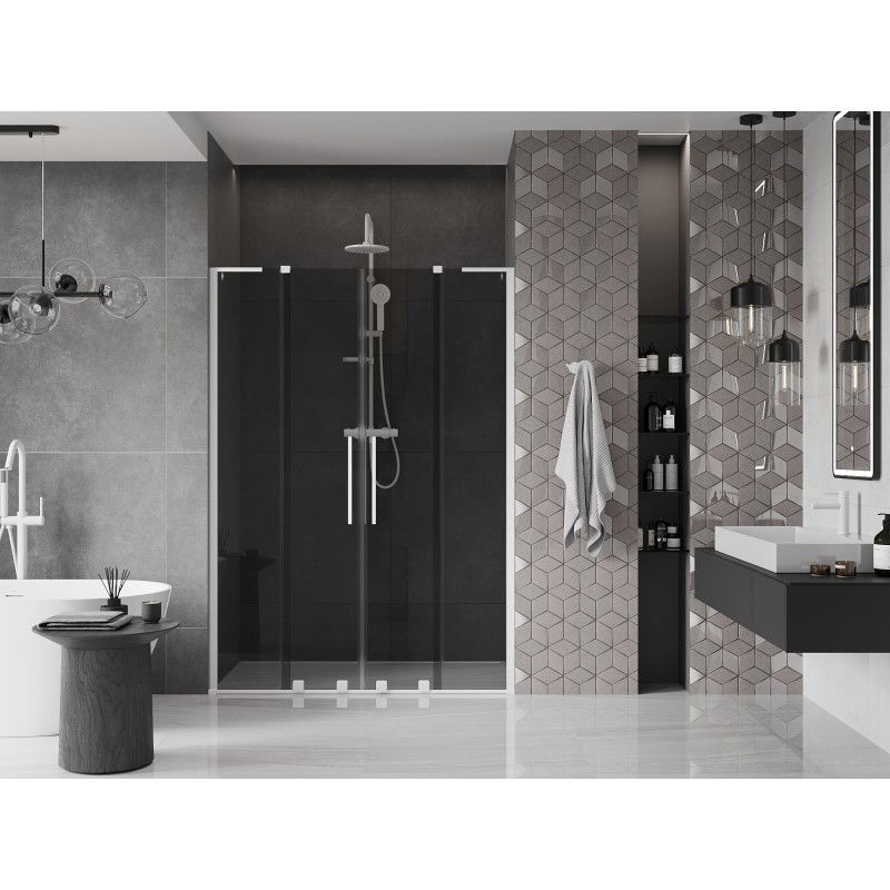 Mexen Velar L Duo sliding shower doors 150 cm, graphite, white - 871-150-003-42-20
