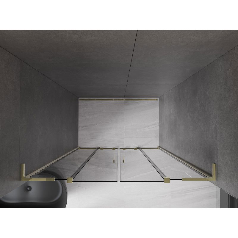 Mexen Velar L Duo sliding shower door 150 cm, graphite, gold - 871-150-003-42-50