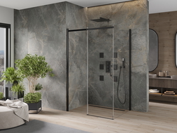 Mexen Omega extendable shower cubicle 100 x 90 cm, Transparent, Black - 825-100-090-70-00