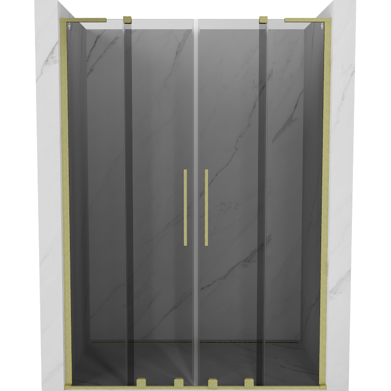 Mexen Velar L Duo sliding shower door 150 cm, graphite, brushed gold - 871-150-003-42-55