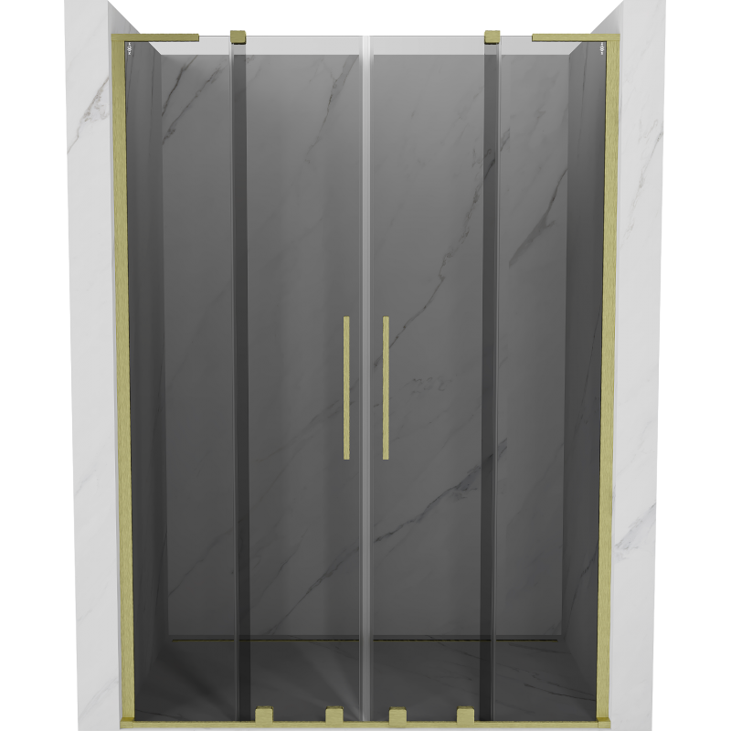 Mexen Velar L Duo sliding shower door 160 cm, graphite, brushed gold - 871-160-003-42-55