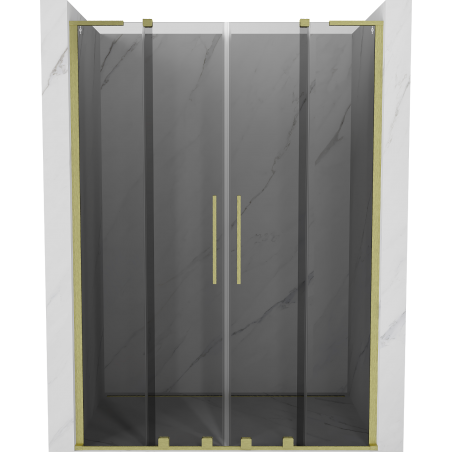 Mexen Velar L Duo sliding shower door 160 cm, graphite, brushed gold - 871-160-003-42-55