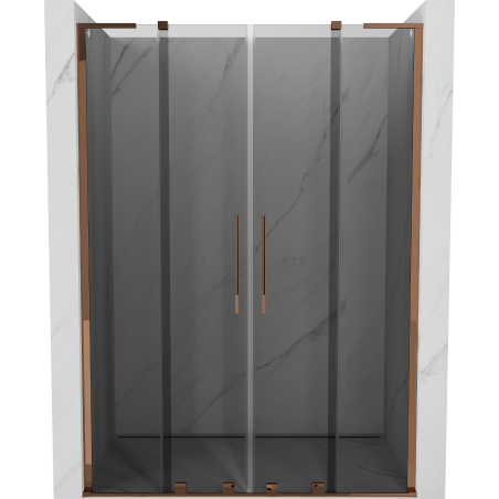 Mexen Velar L Duo Sliding Shower Doors 140 cm, Graphite, Rose Gold - 871-140-003-42-60