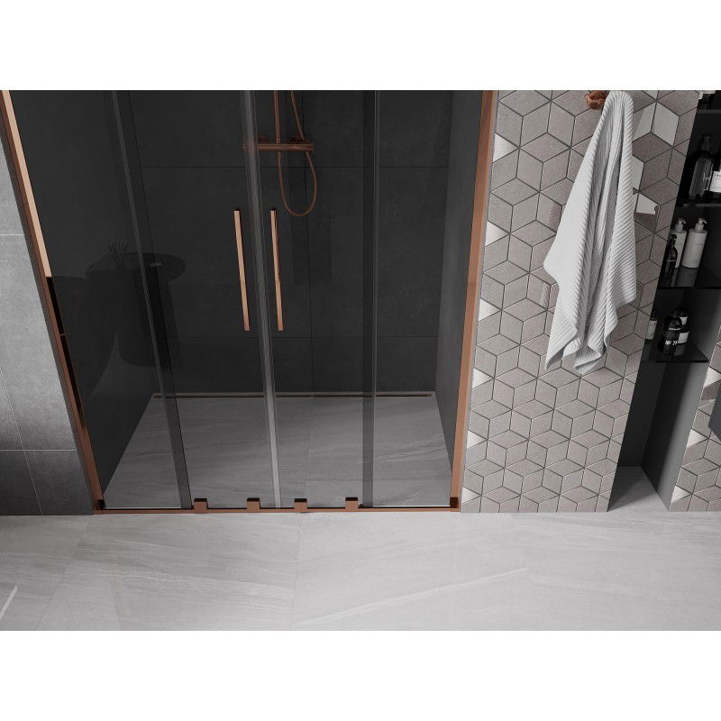 Mexen Velar L Duo sliding shower door 150 cm, graphite, rose gold - 871-150-003-42-60
