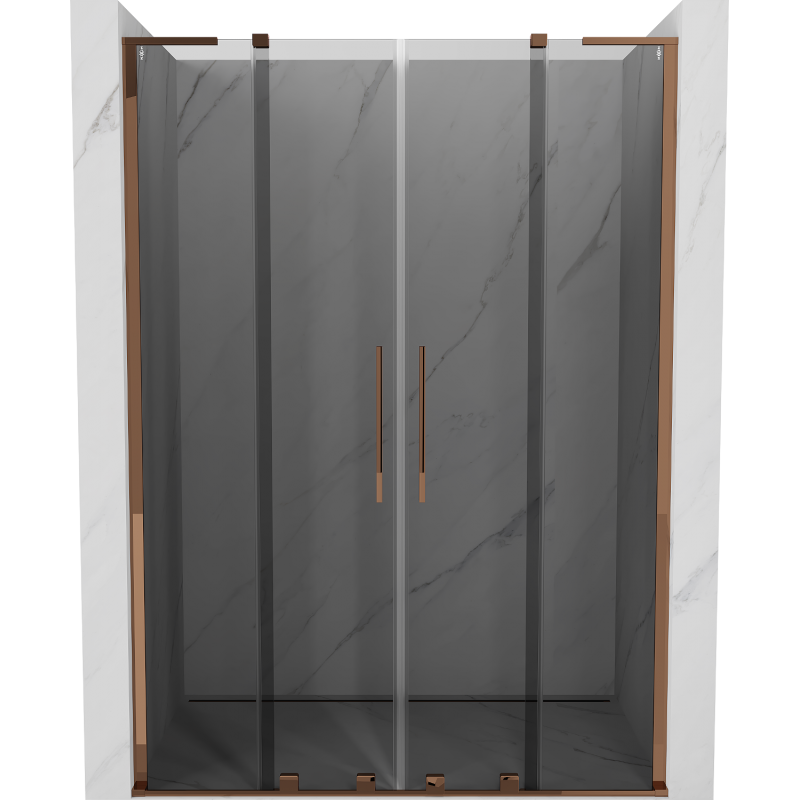 Mexen Velar L Duo sliding shower door 150 cm, graphite, rose gold - 871-150-003-42-60