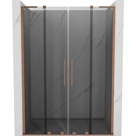 Mexen Velar L Duo 140 cm Sliding Shower Door, Graphite, Brushed Copper - 871-140-003-42-65