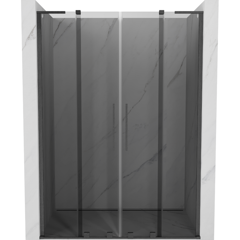 Mexen Velar L Duo sliding shower doors 140 cm, graphite, brushed gun gray - 871-140-003-42-66