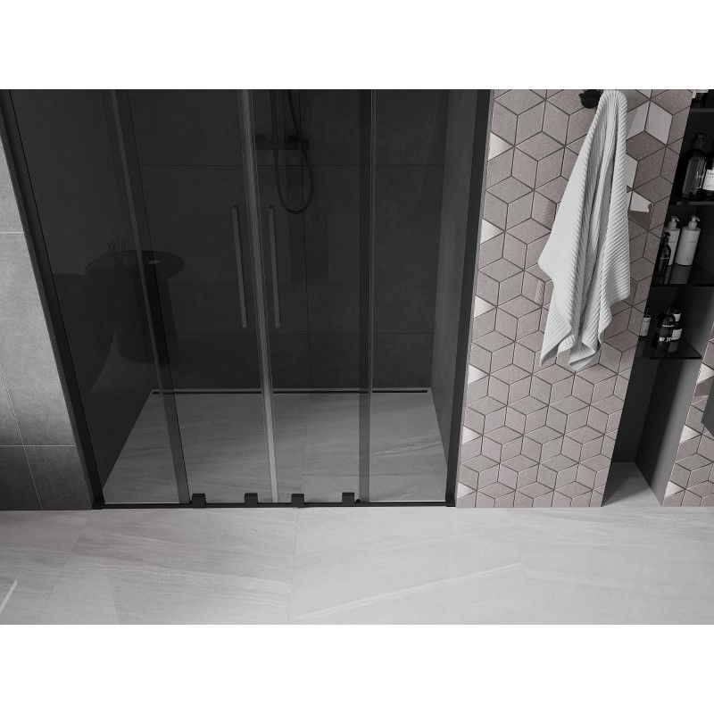 Mexen Velar L Duo sliding shower doors 150 cm, graphite, black - 871-150-003-42-70