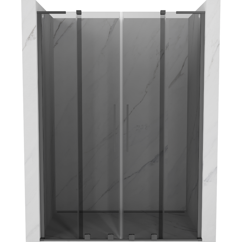 Mexen Velar L Duo 140 cm Sliding Shower Door, Graphite, Gun Metal - 871-140-003-42-95