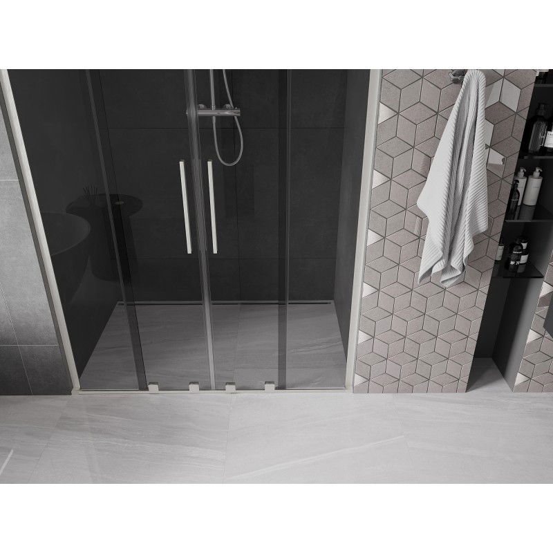 Mexen Velar L Duo sliding shower doors 150 cm, graphite, brushed nickel - 871-150-003-42-97