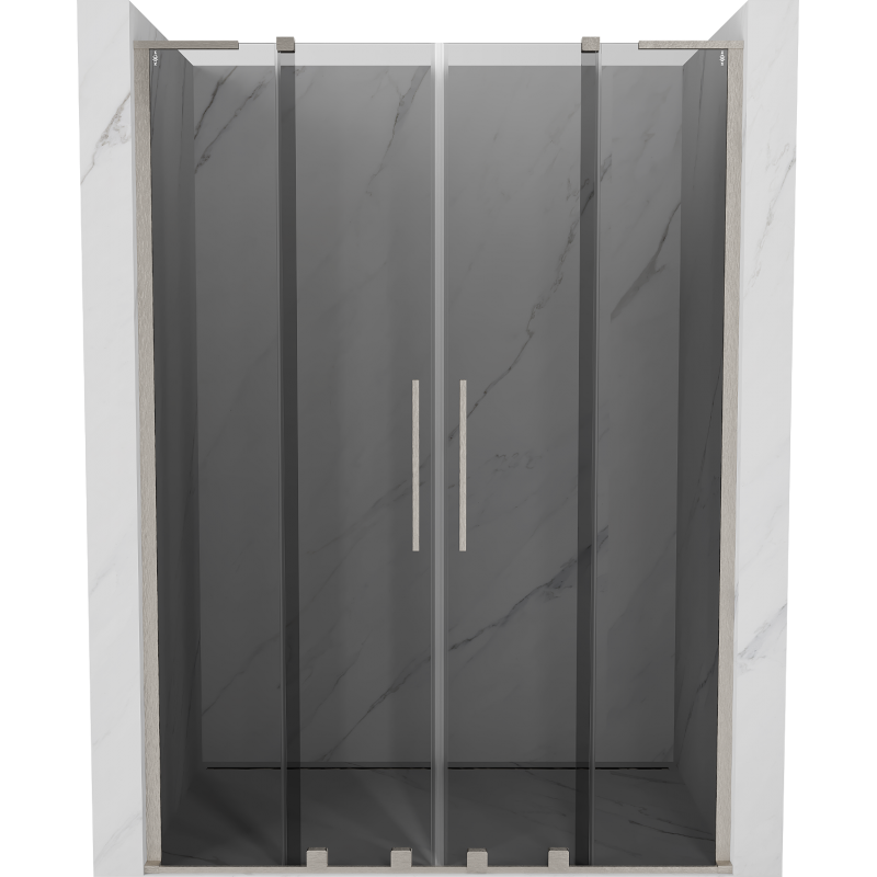 Mexen Velar L Duo 140 cm Sliding Shower Door, Graphite, Brushed Nickel - 871-140-003-42-97