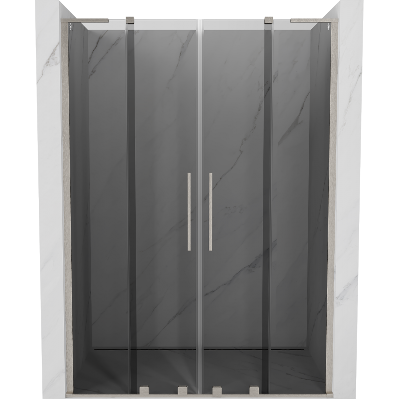 Mexen Velar L Duo sliding shower door 140 cm, graphite, brushed nickel - 871-140-003-42-97